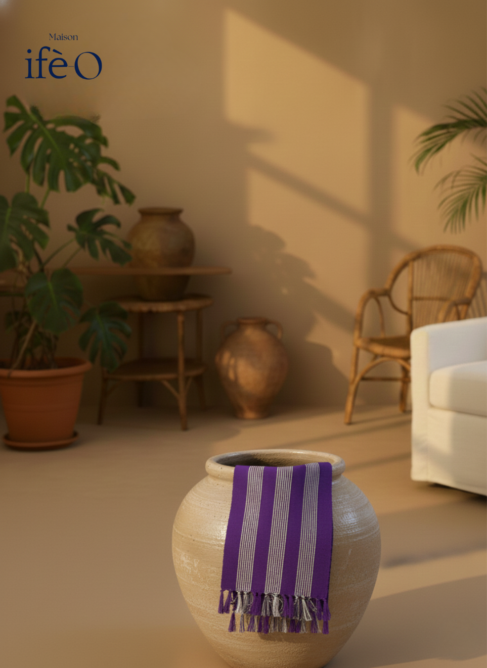 Écharpe Elégance violette rayé blanc et noir